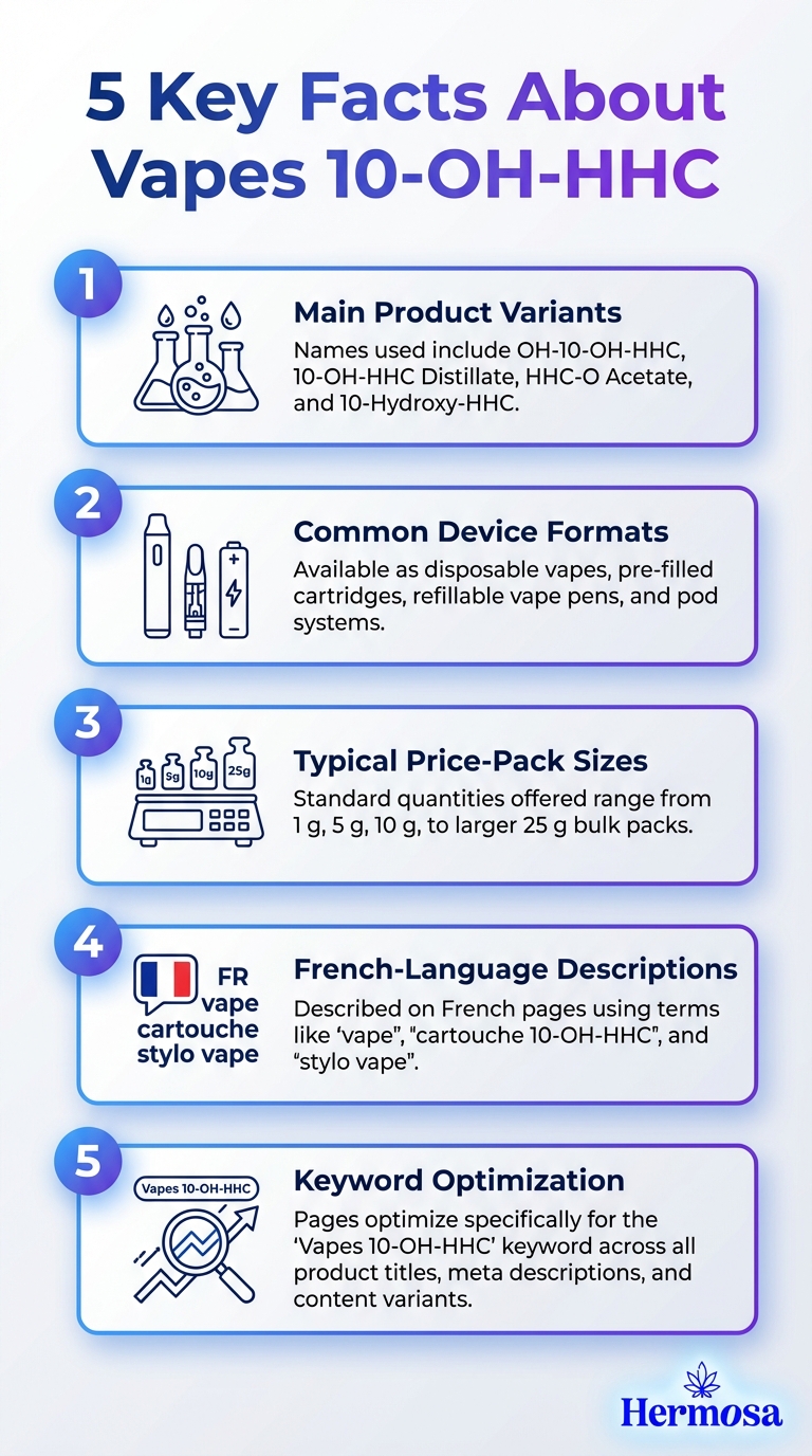 Infographie sur les vapes 10-OH-HHC : 5 points clés à retenir.