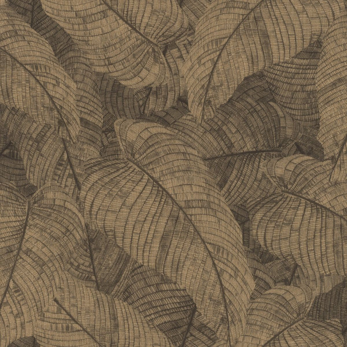 Amara Leaves Brown and Brass Wallpaper