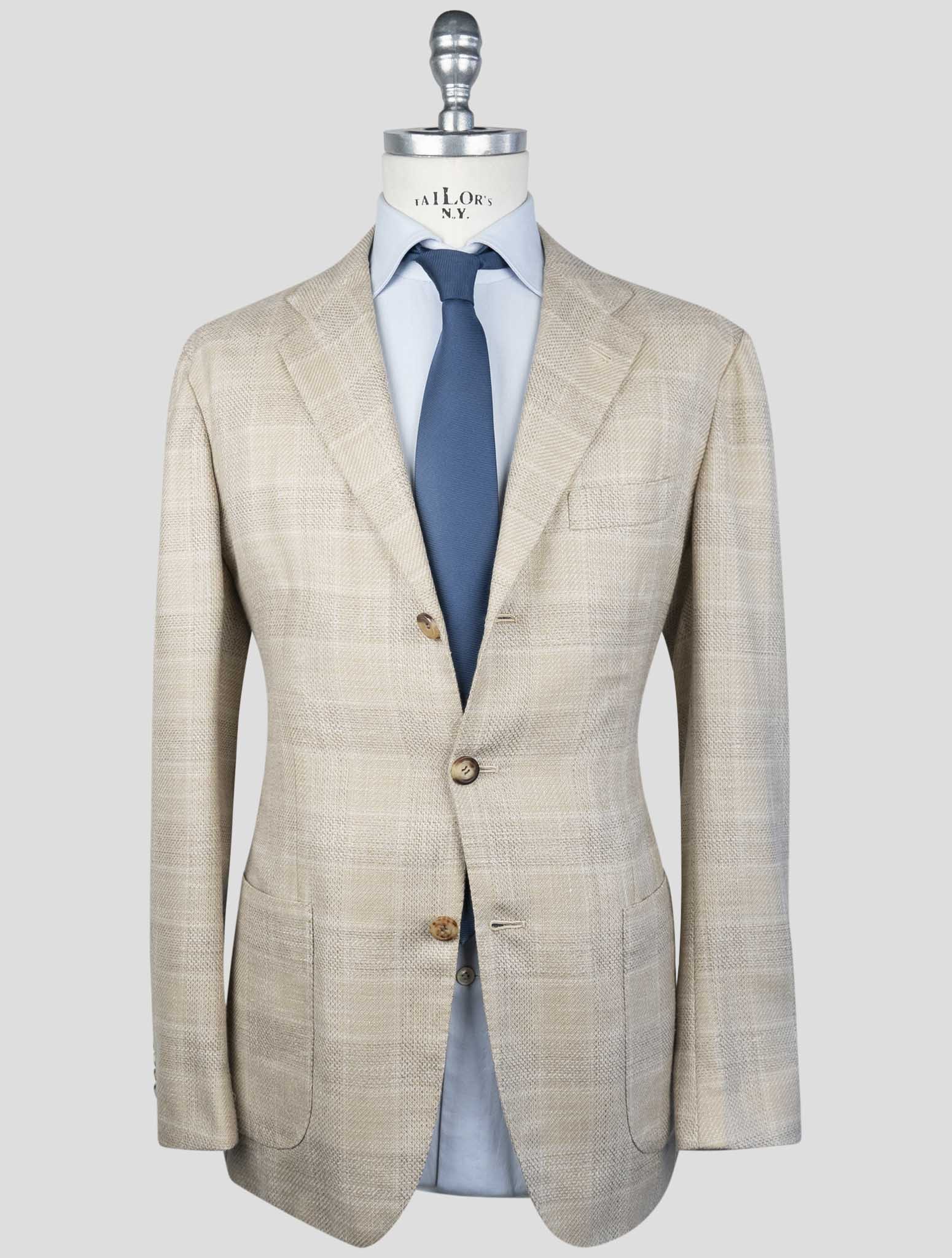 Kiton Beige Cashmere Wool Silk Linen Blazer