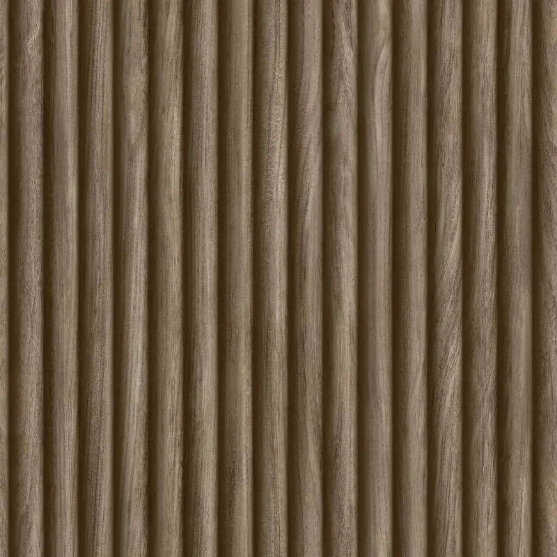 Fluted Wood Walnut Wallpaper
