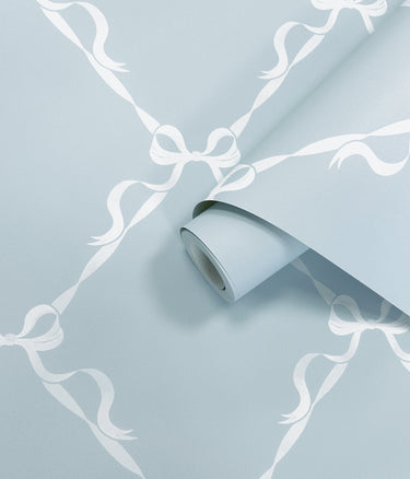 Tied With A Bow Sky Blue Curved Wallpaper