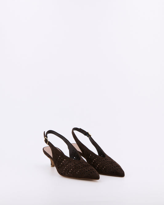 Slingback décolleté fany24 velour testa moro - Stelio Malori