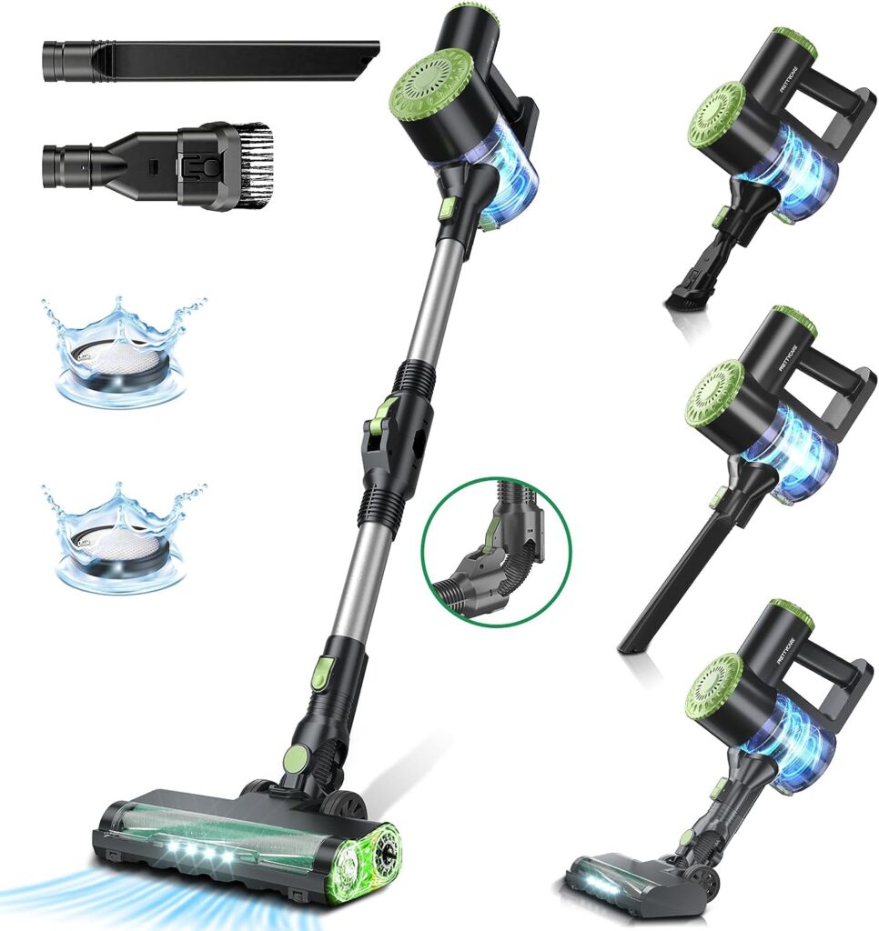 PRETTYCARE Cordless Vacuum Cleaner 6 in 1 Lightweight with 180 degree bendable wand