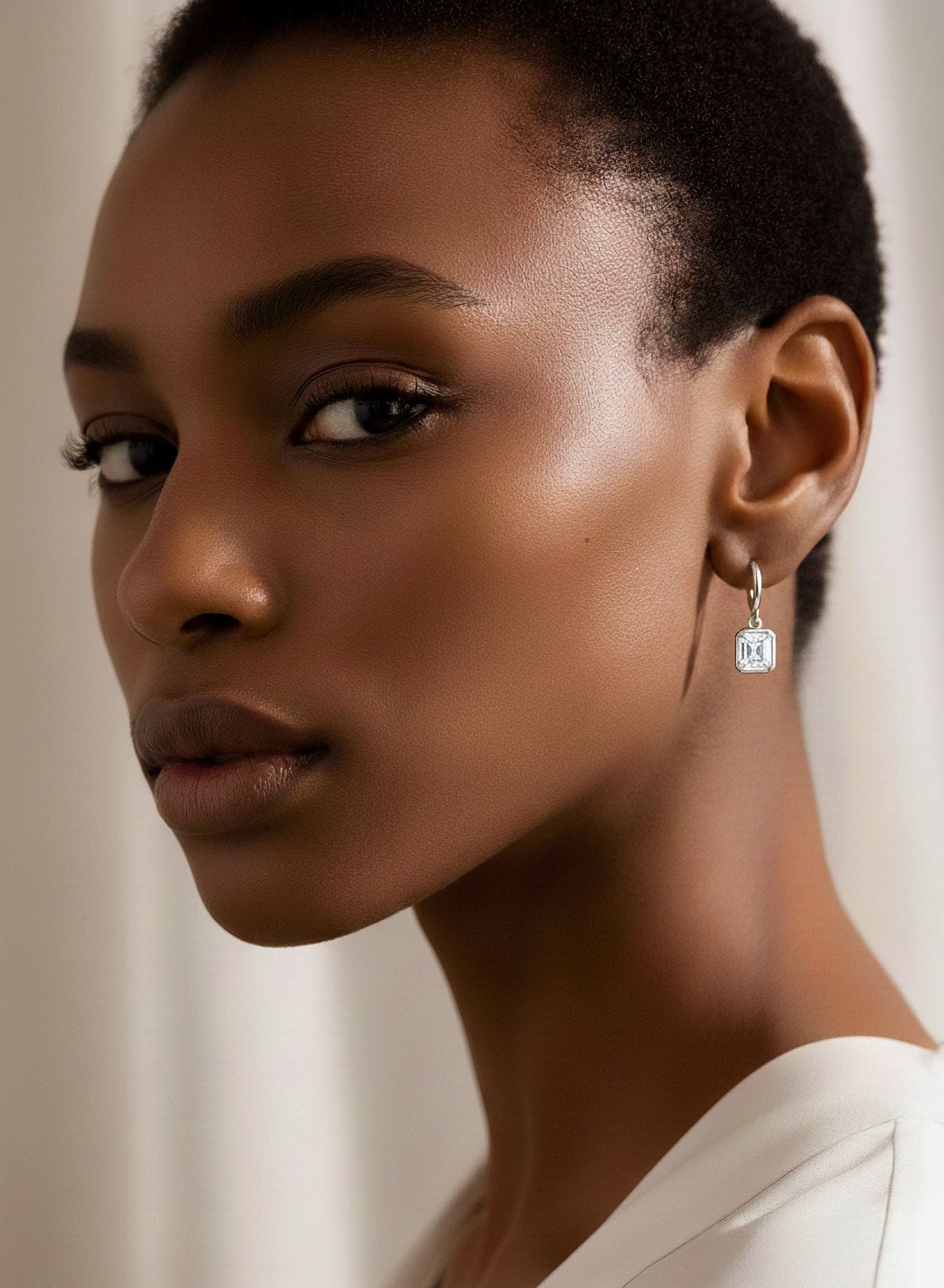 Emerald-Cut Moissanite Hoop earrings NZ