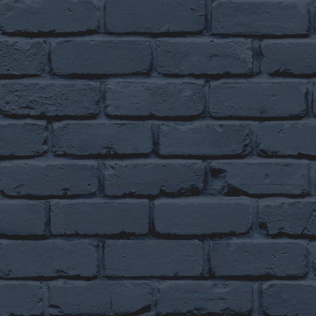Painted Brick Navy Wallpaper