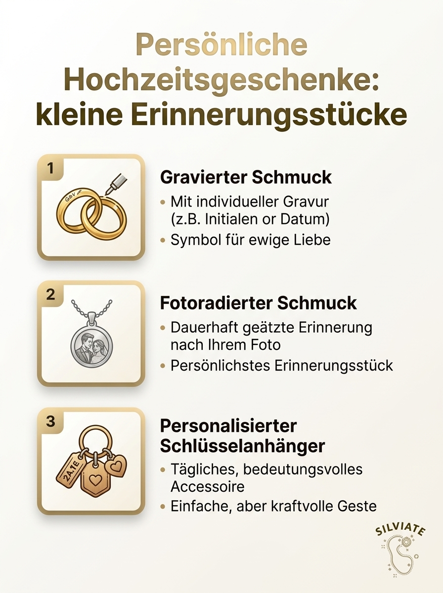 Infografik zu personalisierten Hochzeitsgeschenken 2027 mit Gravurschmuck und kleinen Erinnerungsstücken
