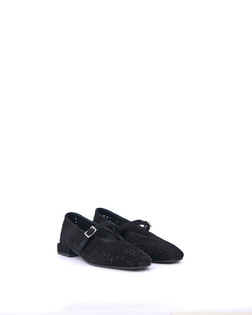 Ballerine donna camoscio nero fibbia Stelio Malori
