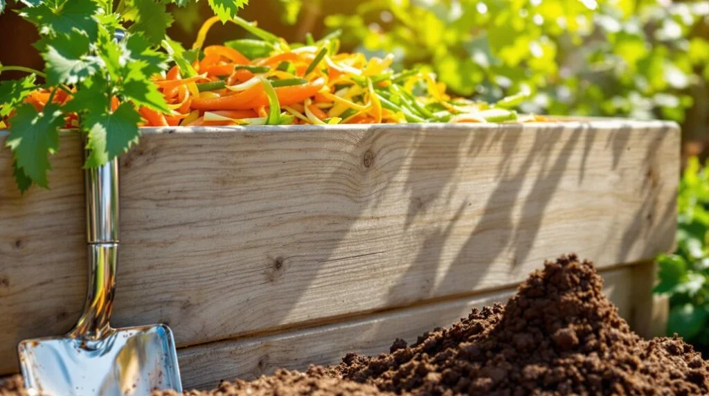 Vegetables growing in a soil filled raised bed