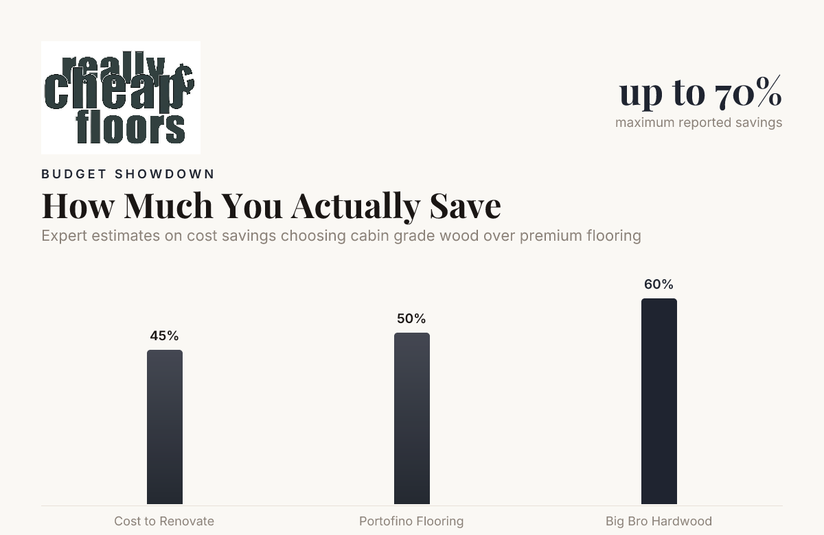 How Much You Actually Save — data from Cost to Renovate, Portofino Flooring, Big Bro Hardwood
