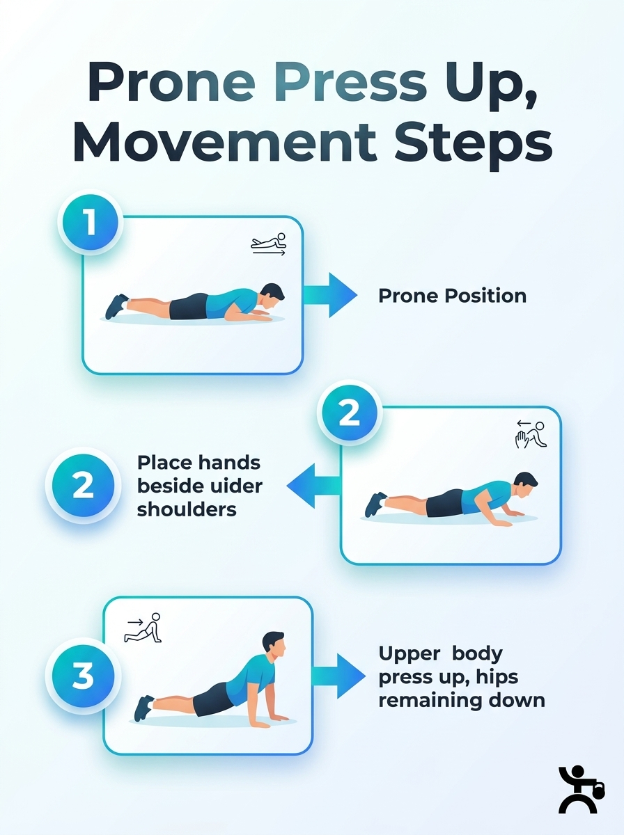 Illustration of prone press up movement steps