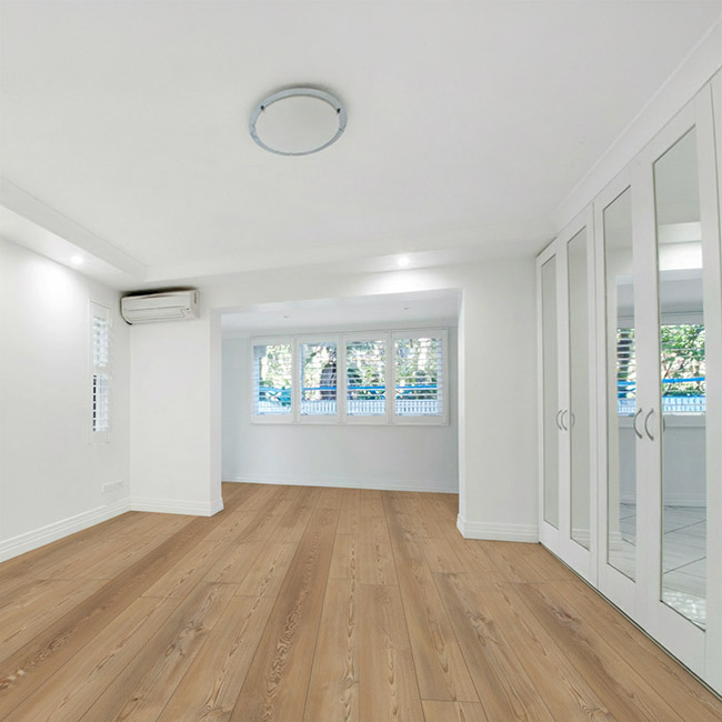 Small room with COREtec Berlin Pine SPC vinyl plank installed