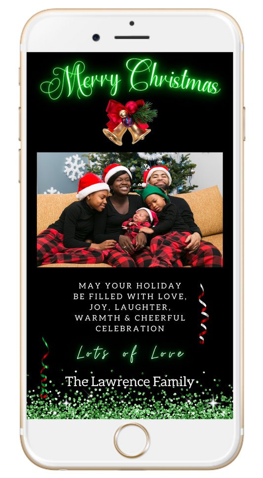 Customisable Merry Christmas photo ecard with family photo