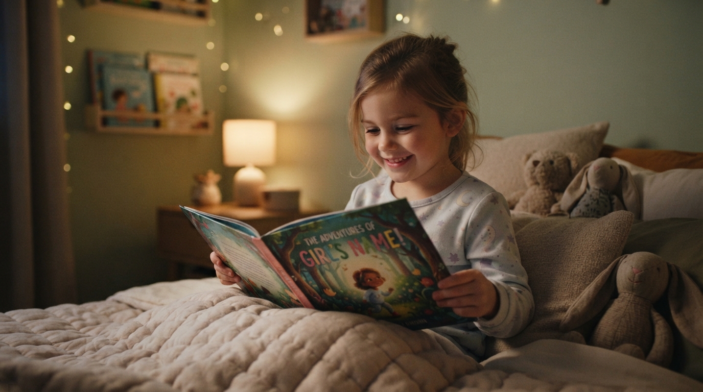 Magical bedtime story world illustration for children