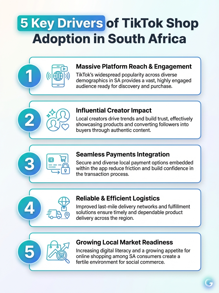 Infographic: 5 key drivers of TikTok Shop adoption in South Africa (TikTok Shop, social commerce, SA)