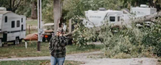 RV wind storm damage