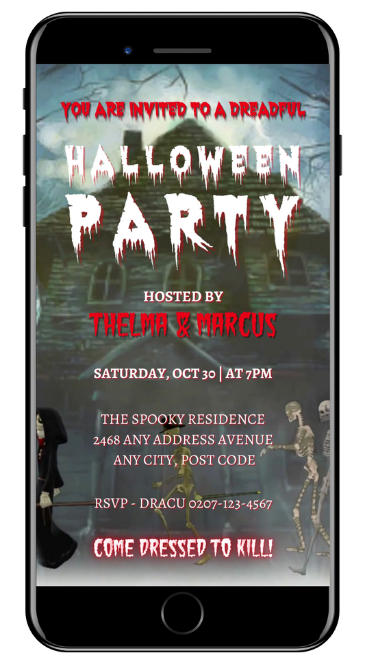 Haunted House Ghosts Halloween Party Video Invite spooky digital invitation