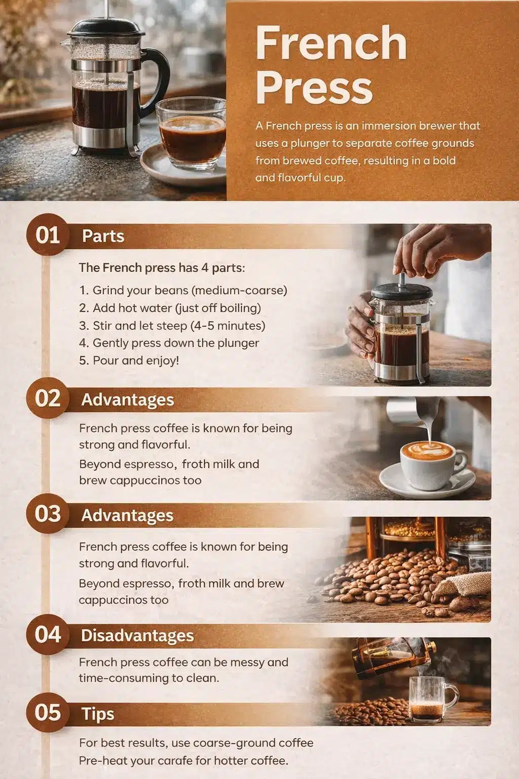 French press coffee brewing guide for yogurt coffee base