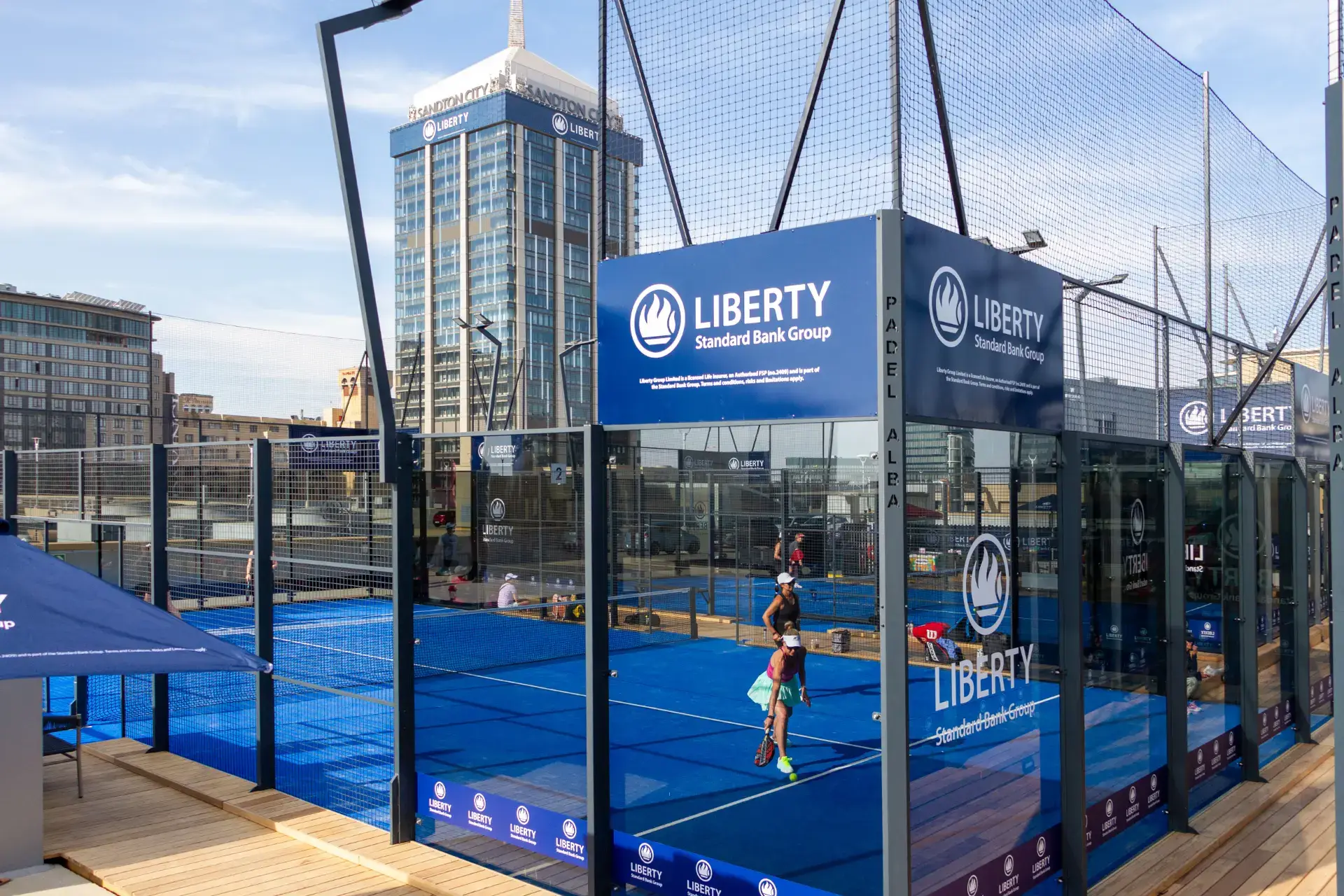 Padel court customisation options showing turf and structure detail