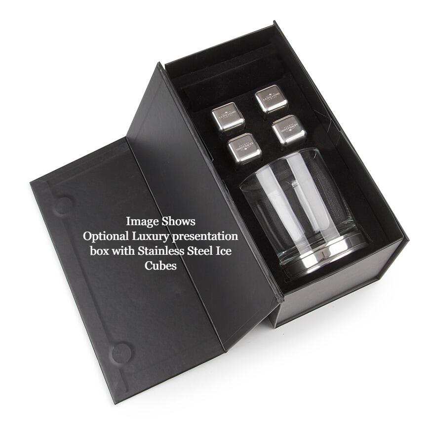Pewter whisky tumbler gift box with chilling cubes