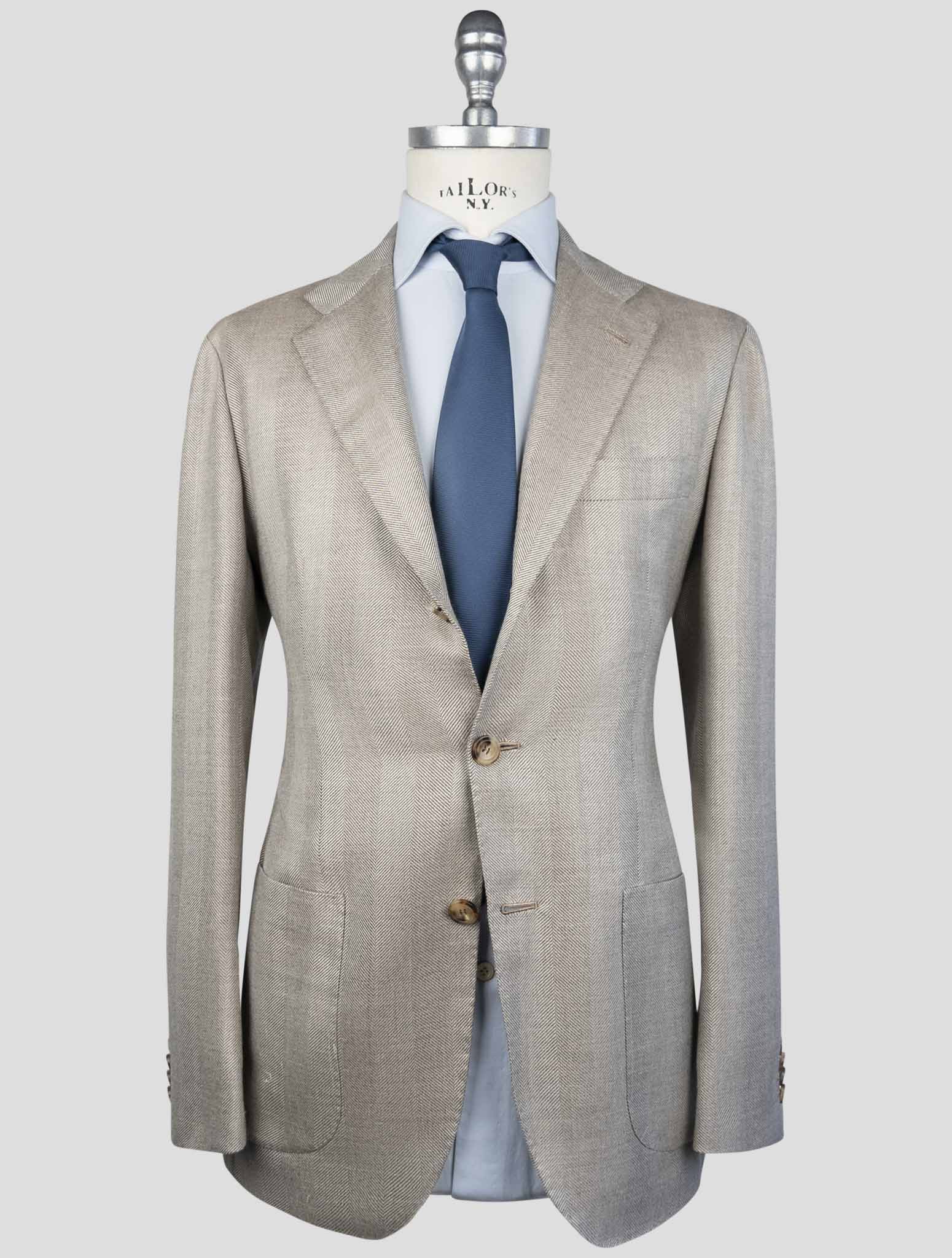 Kiton Brown Cashmere Silk Linen Blazer