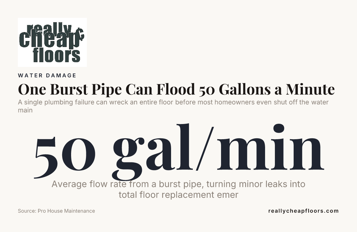 One Burst Pipe Can Flood 50 Gallons a Minute — data from Pro House Maintenance