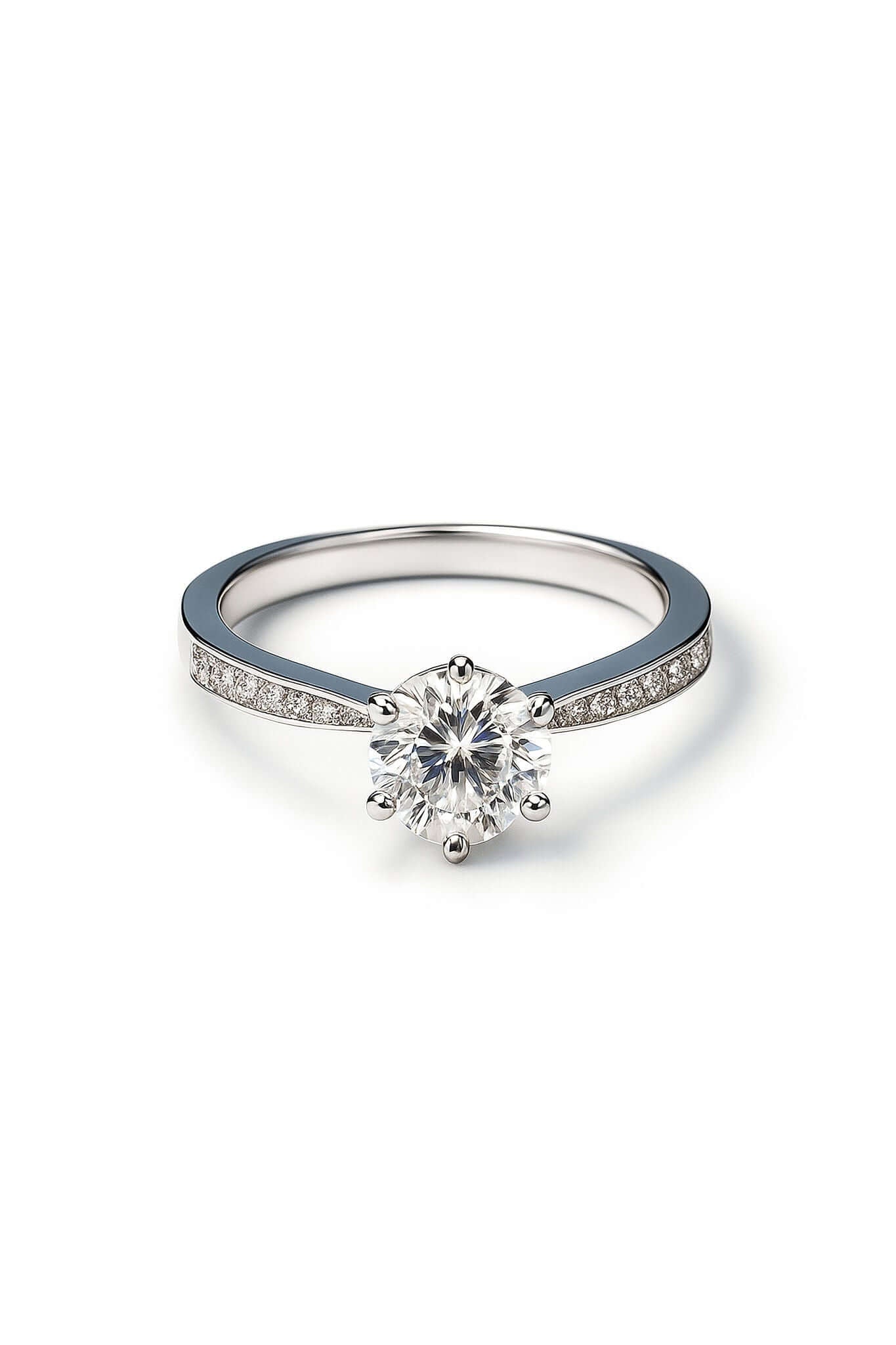 Moissanite Pavé Solitaire Ring close view