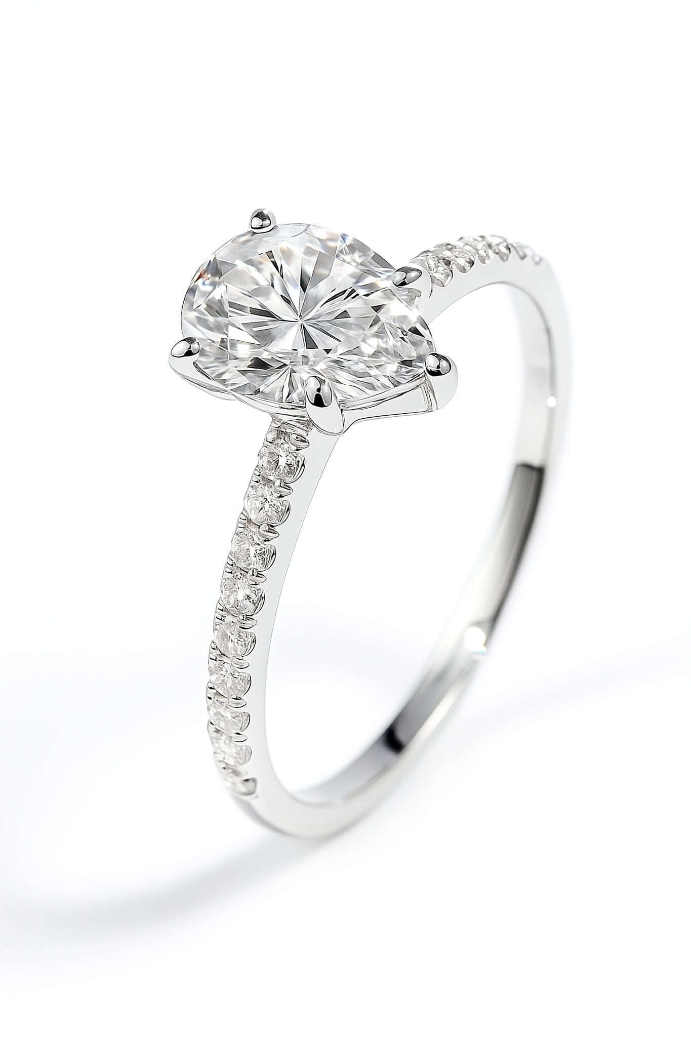 Pear Cut Pavé Moissanite Ring NZ
