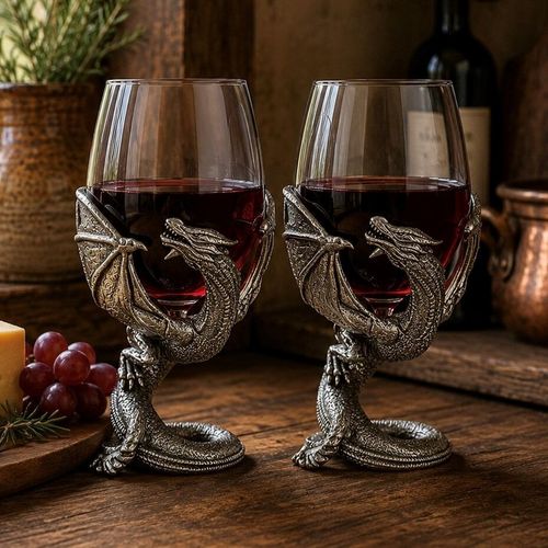 Dragon pewter wine glasses