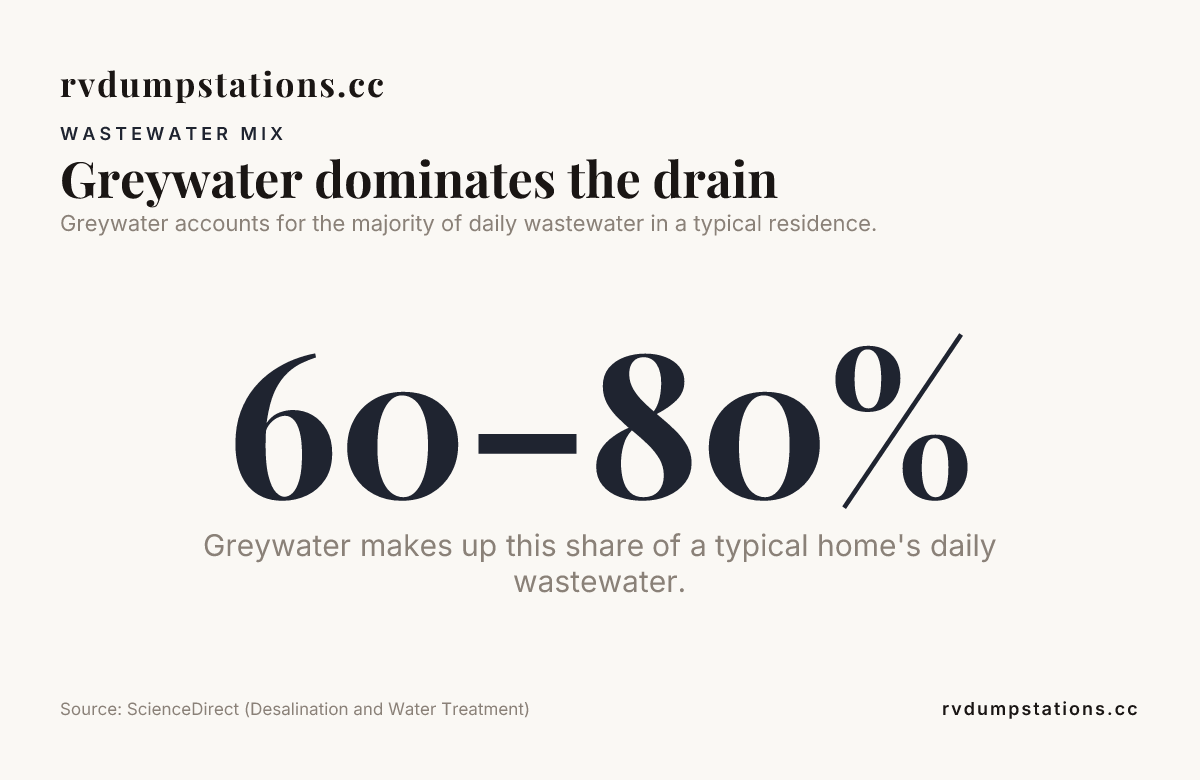 Greywater dominates the drain — data from ScienceDirect (Desalination and Water Treatment)