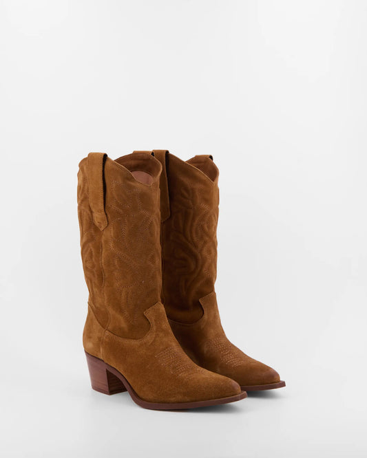 922 SIGAR - Stivale texano donna camoscio ricami Stelio Malori