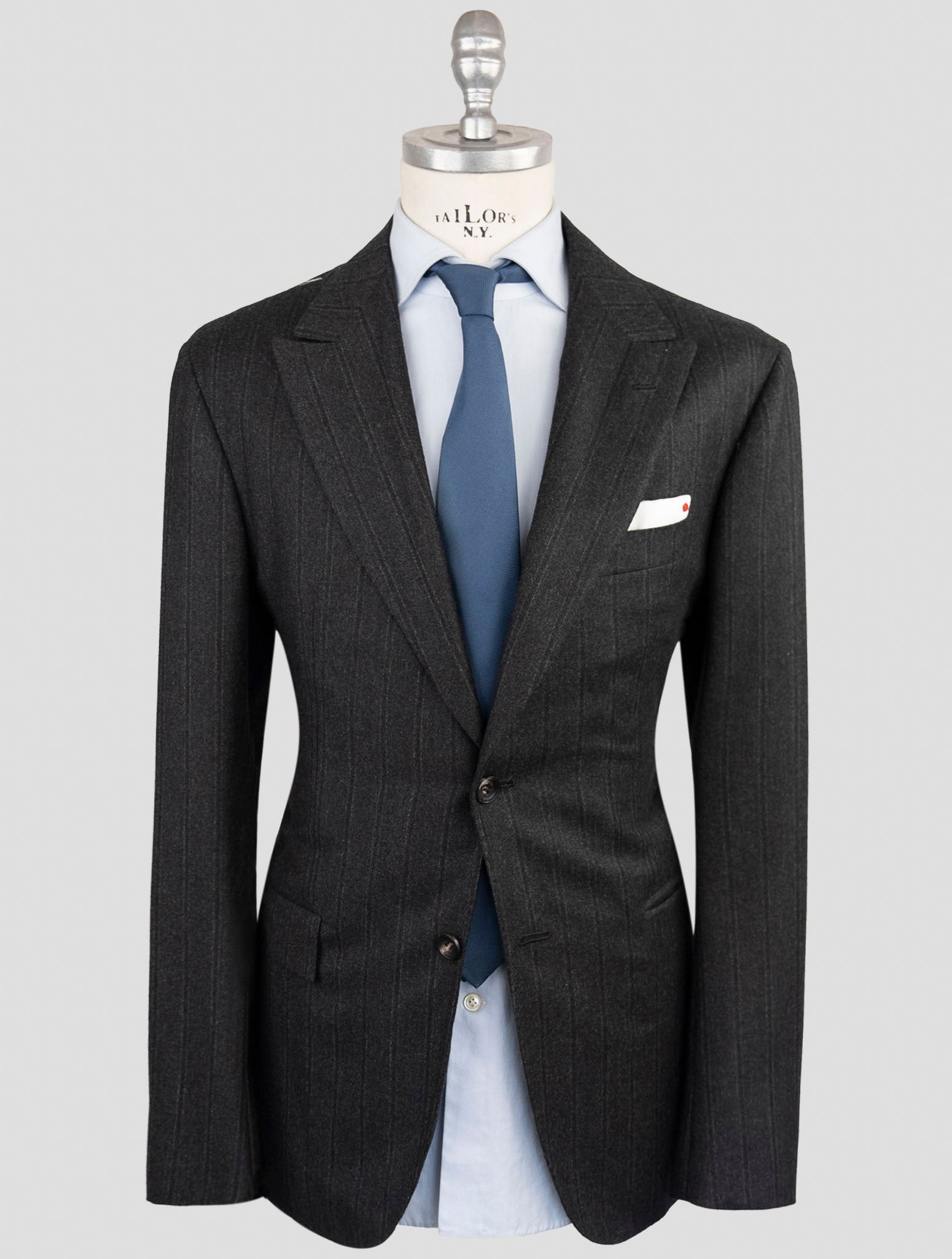 Kiton 100% Cashmere Suit Dark Gray Handmade Napolitan 2-Buttons