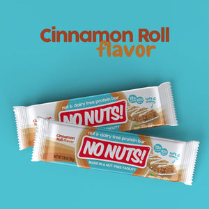 No Nuts! Cinnamon Roll two bars unwrapped - plant-based protein bar, gluten-free