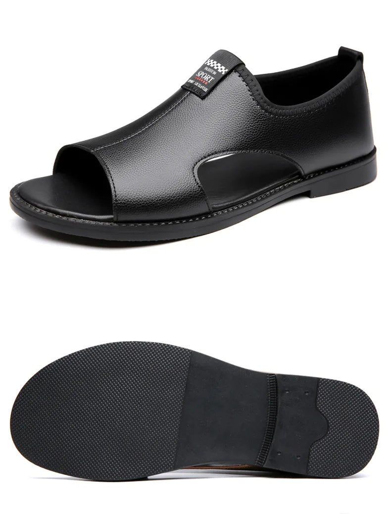 Sandalias de cuero antideslizantes hombre estilo deportivo