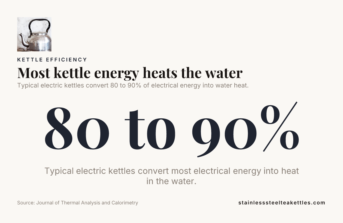 Data card: Most kettle energy heats the water