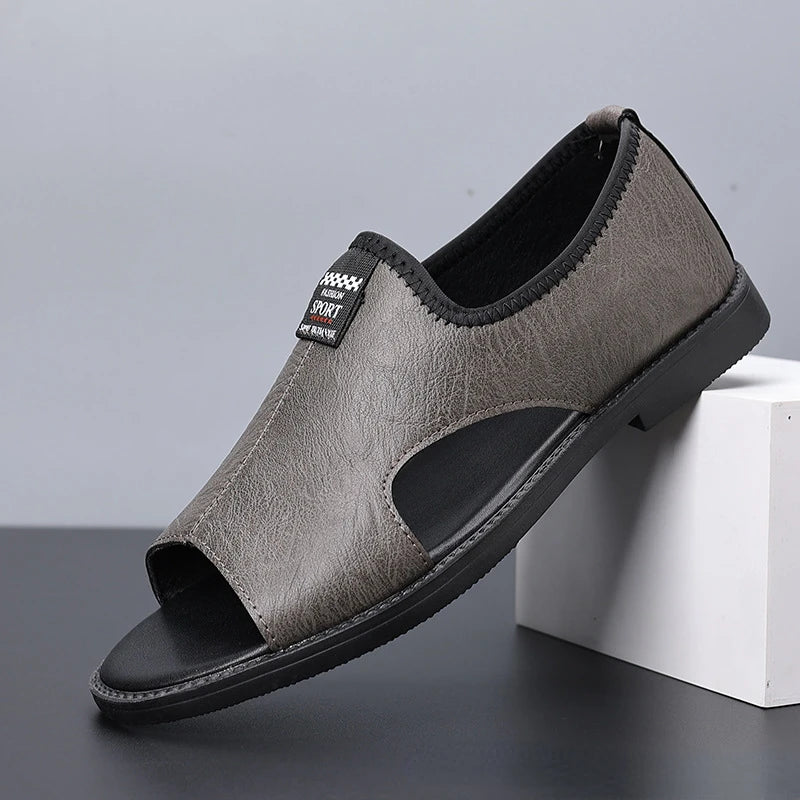 Sandalia de dedo hombre gris cuero