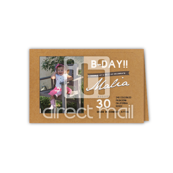 Brown kraft greeting card w/white ink