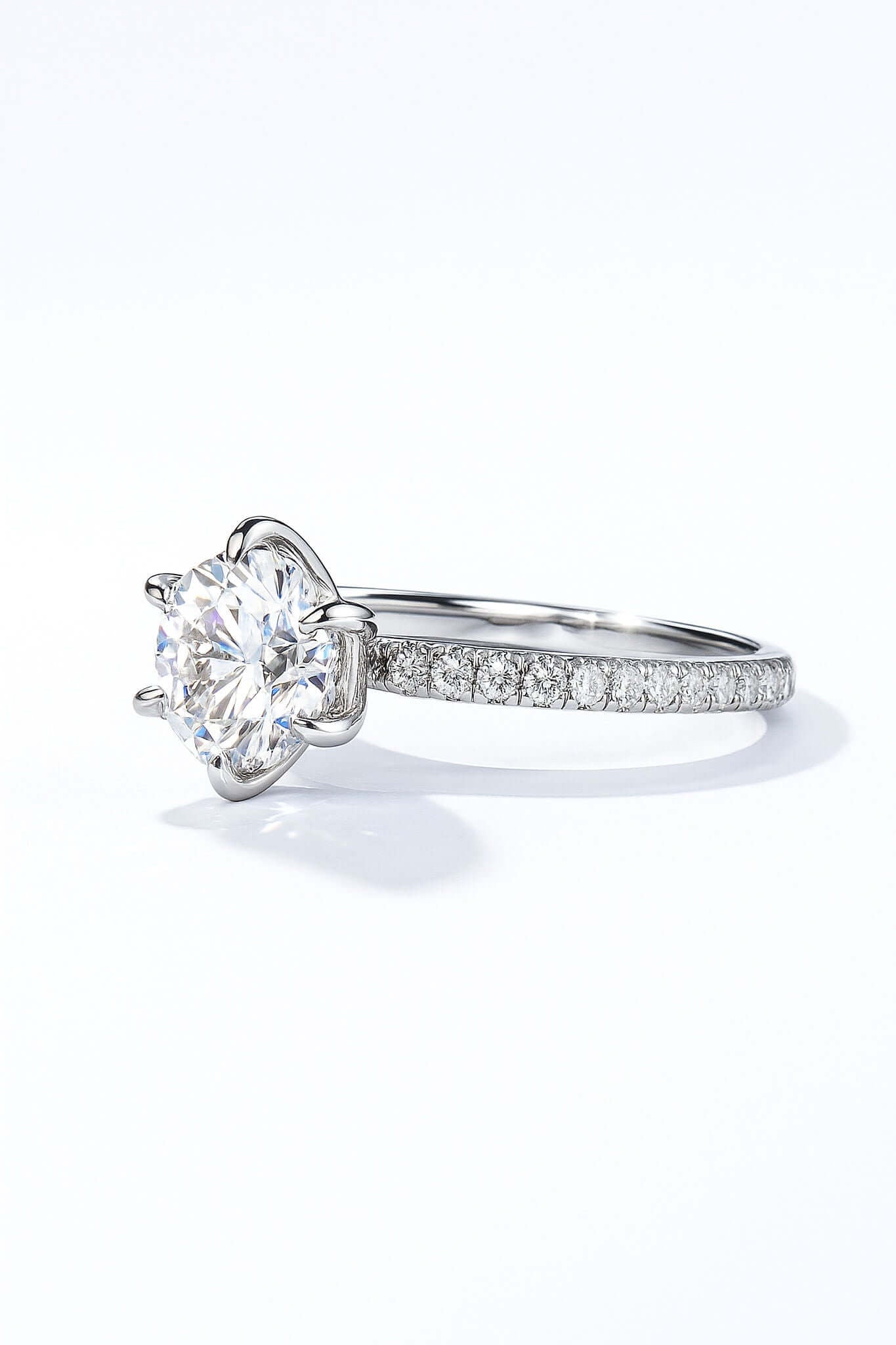 2 Carat Pavé Solitaire Ring side view