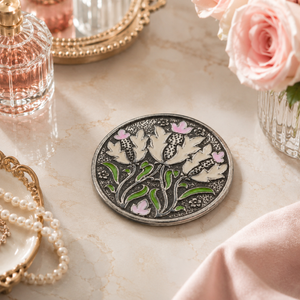 William Morris inspired pewter purse mirror
