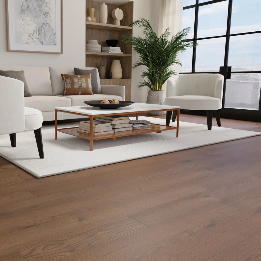 Whiskey and Wine Evening Wine dark distressed hardwood flooring room scene