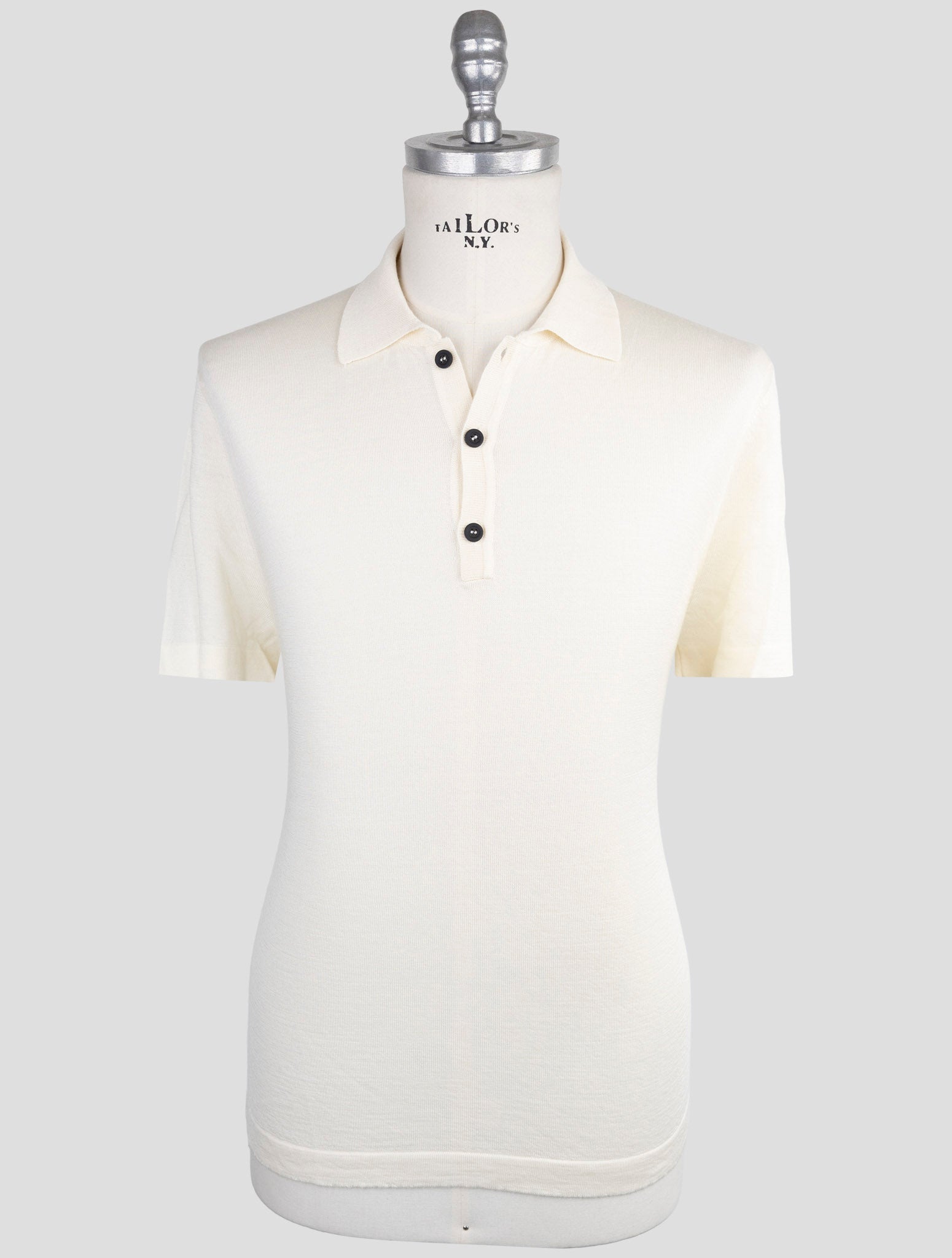 Kiton KNT White Virgin Wool Silk Polo