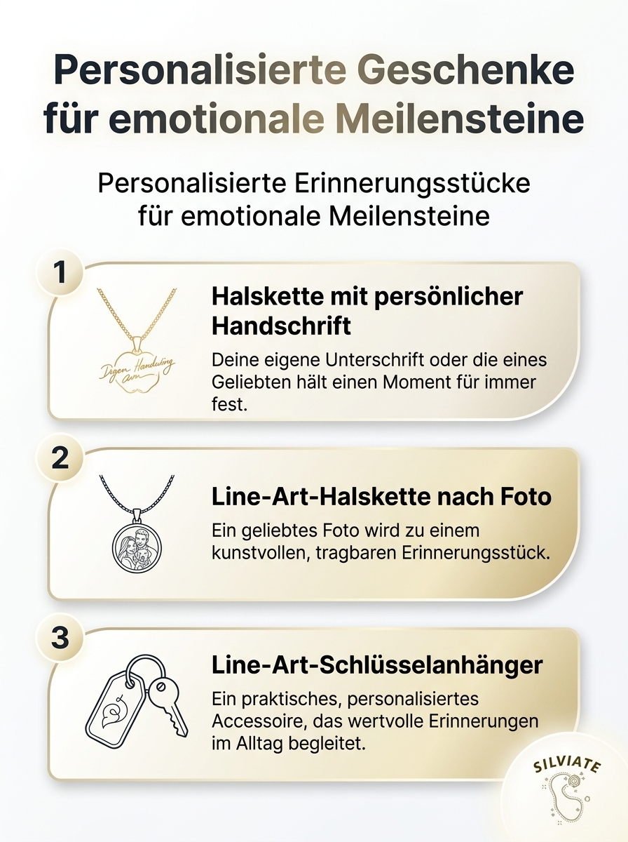Infografik zu personalisierten Geschenken für emotionale Meilensteine und individuellen Erinnerungsstücken