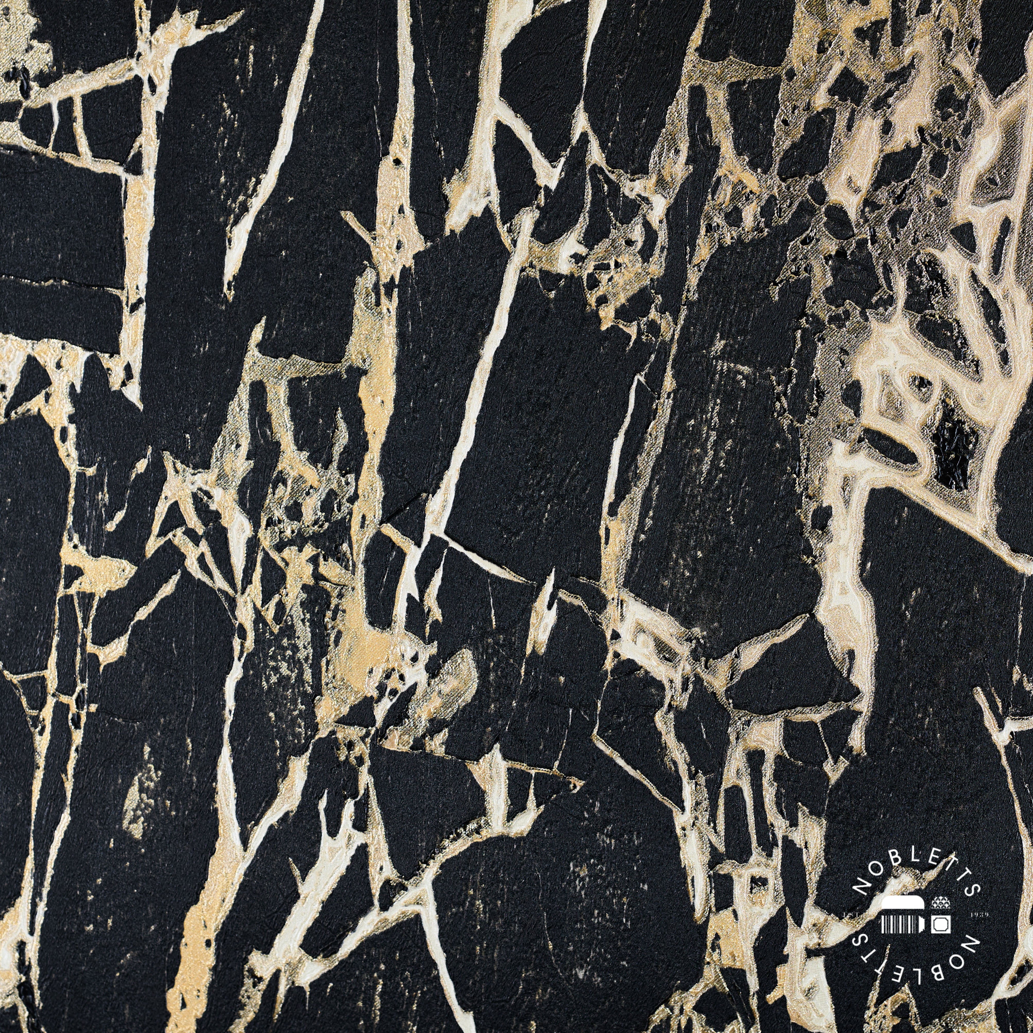 Enzo Black and Gold Marble Wallpaper Rasch