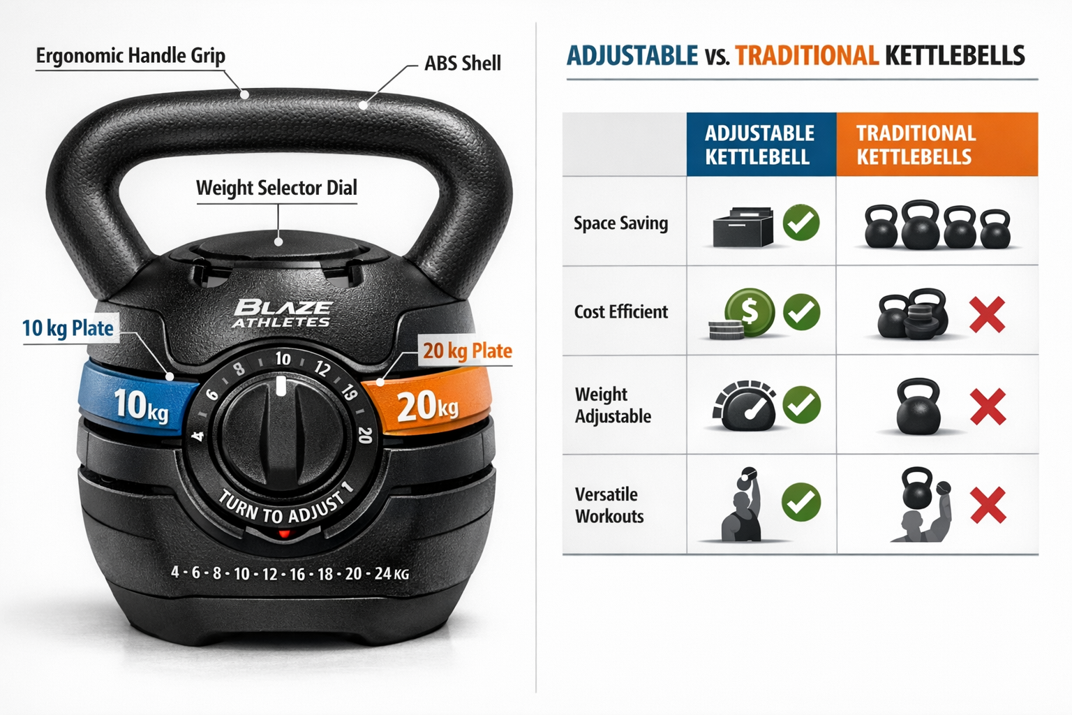 Blaze Athletes Smart Adjustable Kettlebell