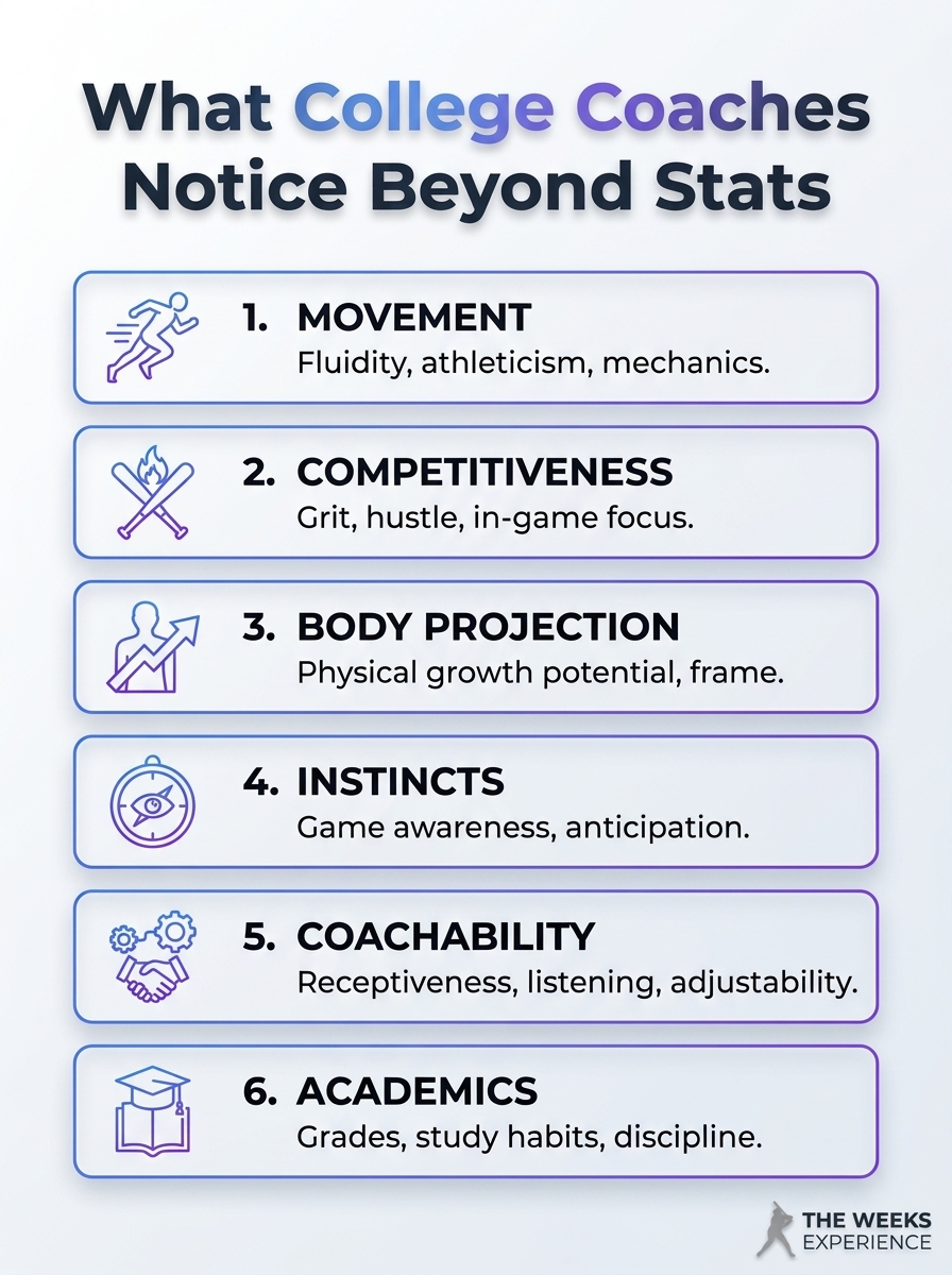 Illustration: College Baseball Recruiting: What Coaches Notice Beyond Stats