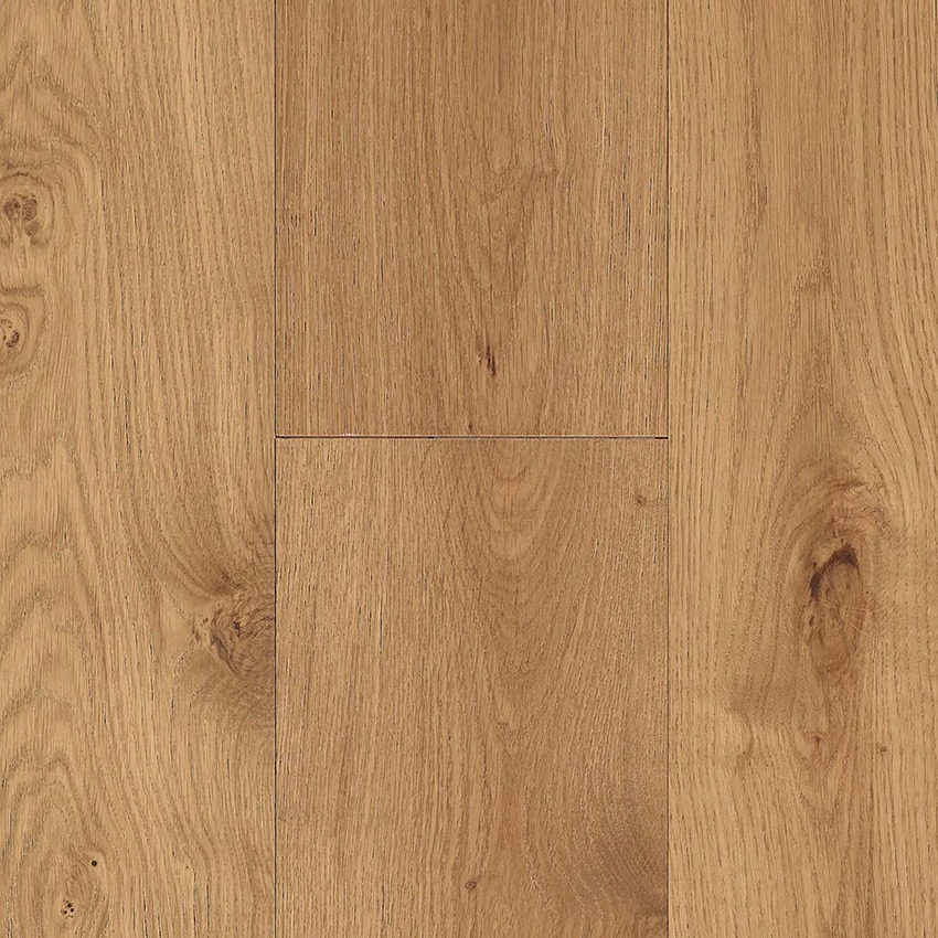 Medium brown first quality floor close up photo showing the wood grain, end joint, and hardwood color