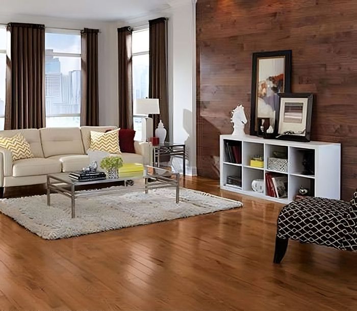 Winchester Hickory Nutmeg golden oak flooring in living room