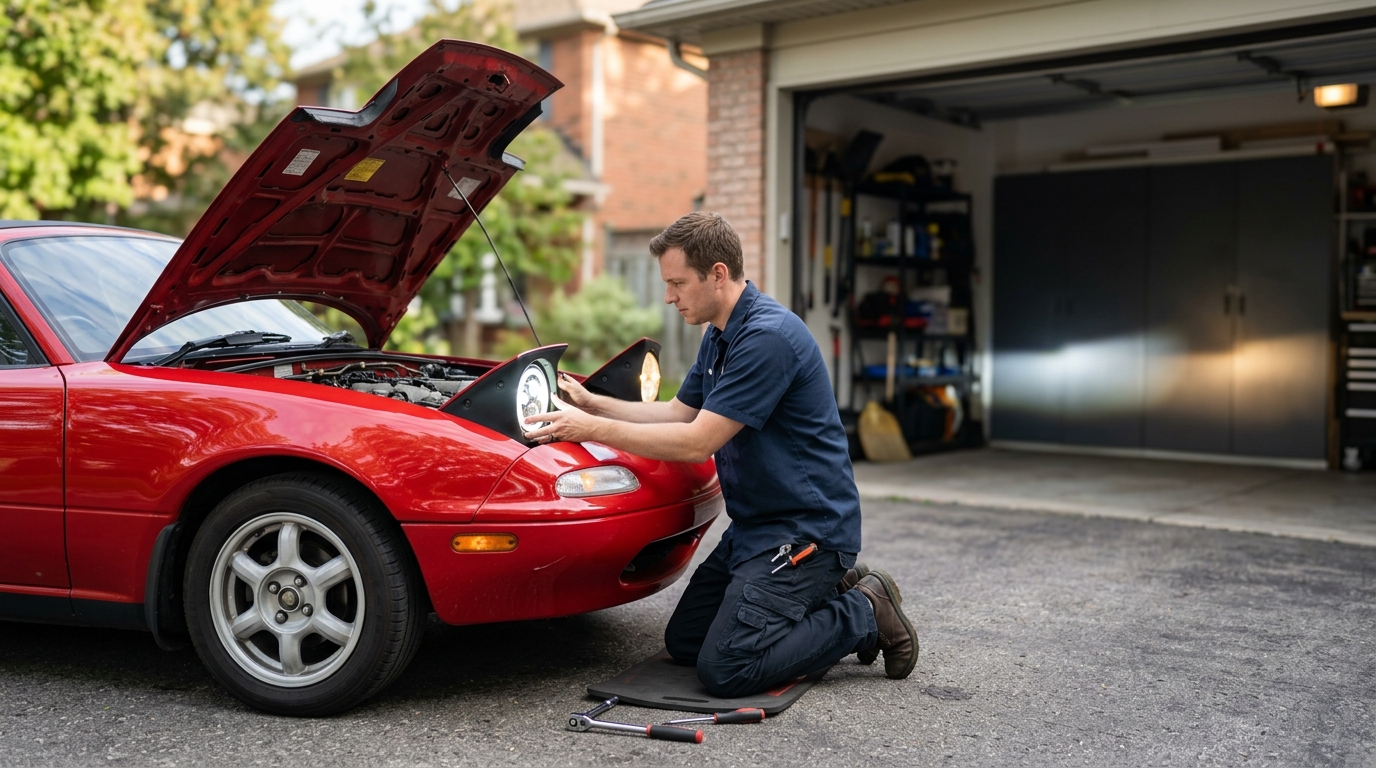 changing miata na headlights