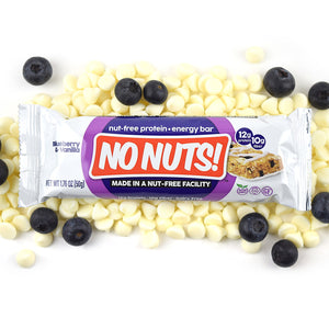 No Nuts! Blueberry Vanilla protein bar - nut-free bar made in certified nut-free facility