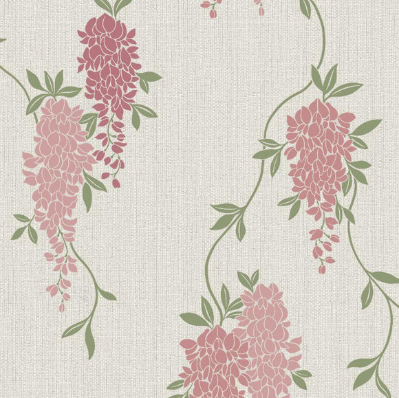 Wisteria Pink Wallpaper in a styled room