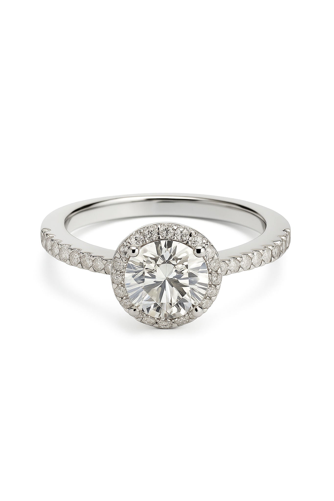 Round Halo Moissanite Ring NZ
